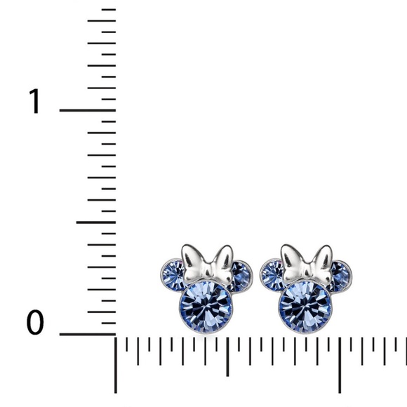 DISNEY MINNIE MOUSE BLUE CRYSTAL STUD EARRINGS in STERLING SILVER wTRINKET DISH - Picture 7 of 8